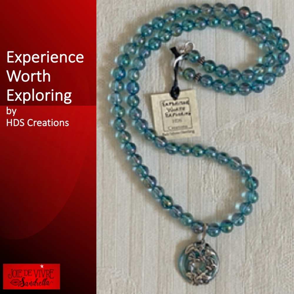 Experience Worth Exploring - Aqua Aura Necklace with Hummingbird Pendant
